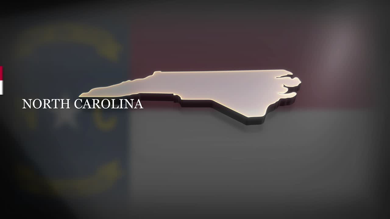 노스 캐롤라이나의 3d 애니메이션 지도