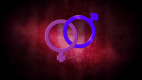 Animation-of-purple-female-gender-symbol-on-pink-background