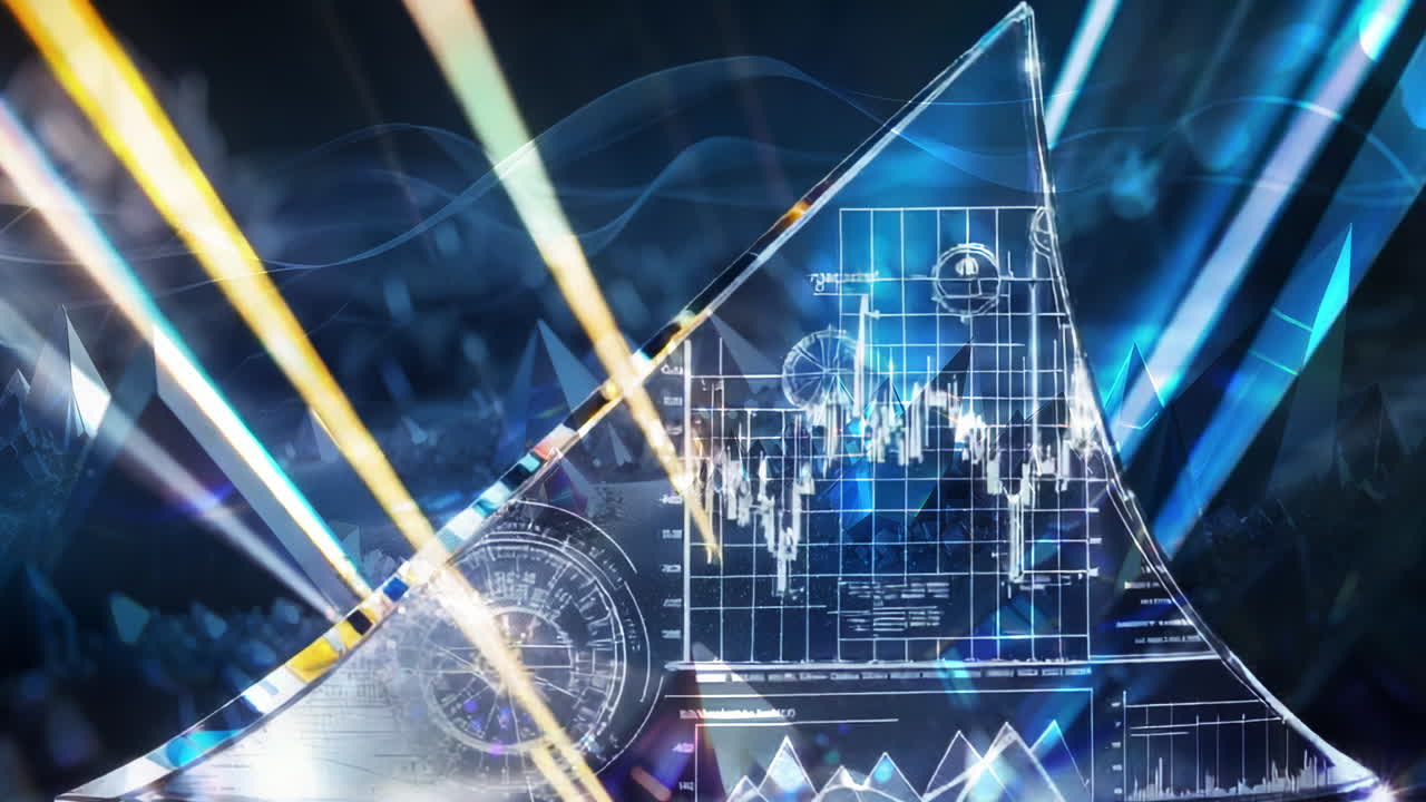 Futuristic Data Visualization and Analytics Display