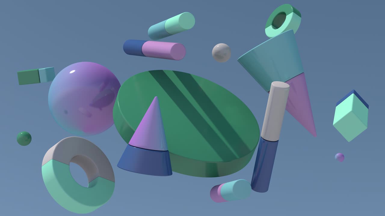 formas geométricas coloridas en movimiento. animación abstracta, renderizado en 3d.