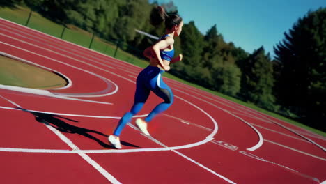 athlete running on a red track