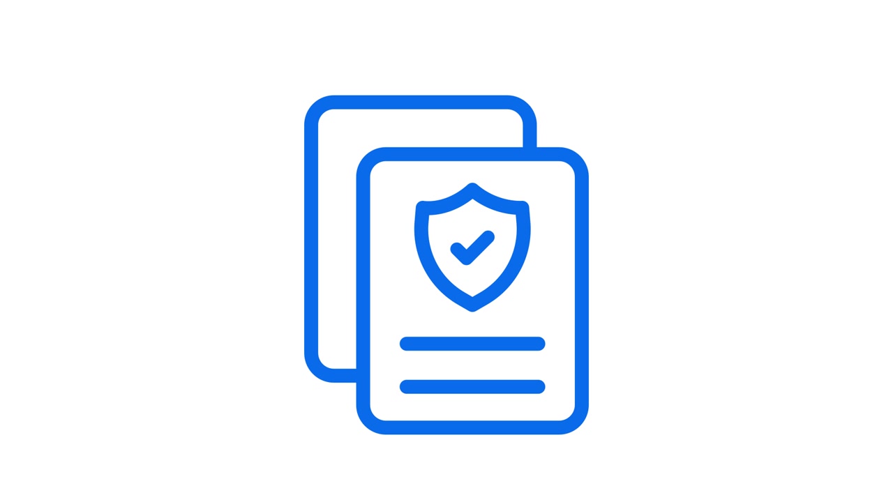 Animated Icon of Document with Security Shield and Checkmark