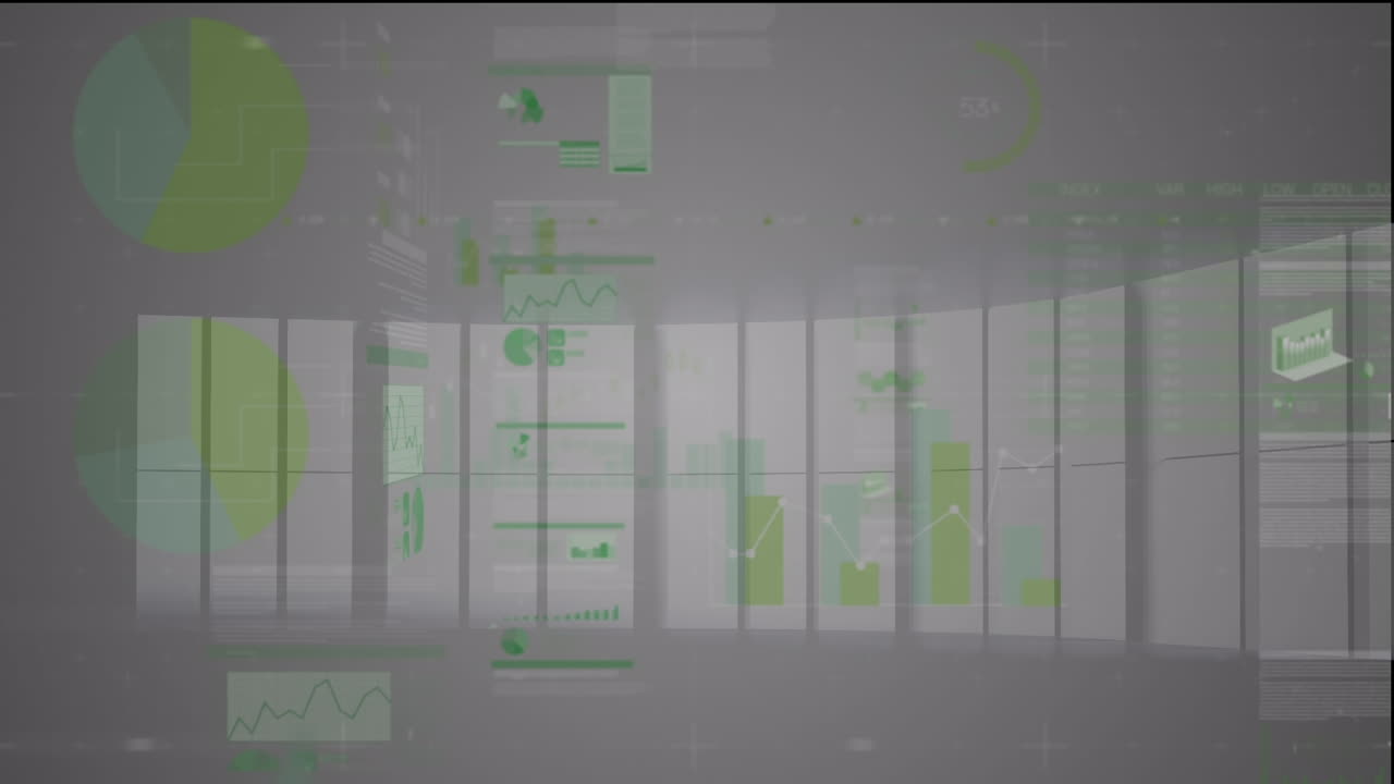 animación del procesamiento de datos financieros sobre un fondo blanco
