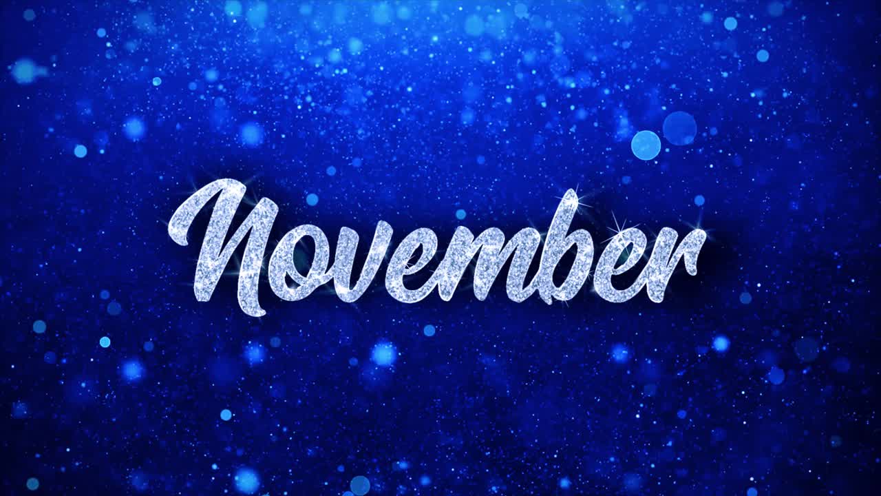 Testo glitterato Novembre su sfondo blu