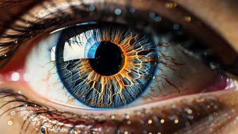 close-up view of a human eye capturing intricate details and colors