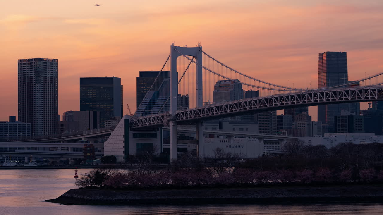 Rainbow Bridge at Sunset in Tokyo