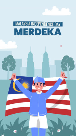 an animation of flat illustration for malaysia independence day celebration