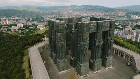 massive stone pillar chronicle of georgia national monument in tbilisi