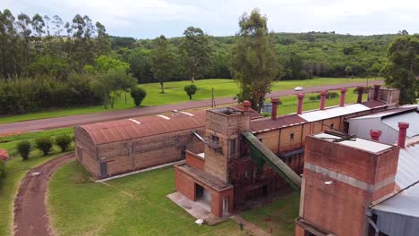 aerial of yerba mate factory in apostoles, misiones, argentina