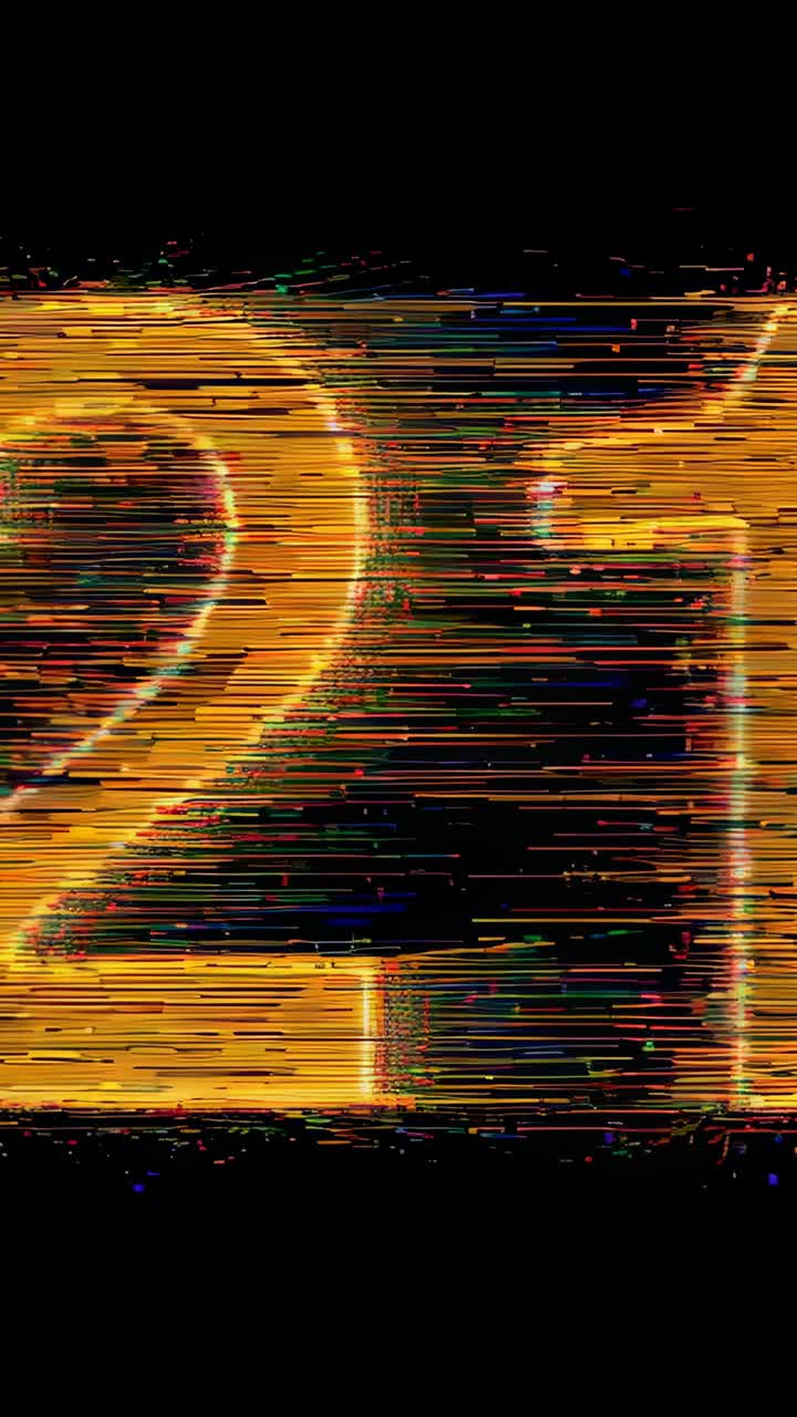 Vertical video: Animation starting, neon digits 21 pulsing on black, showing scanlines and glow