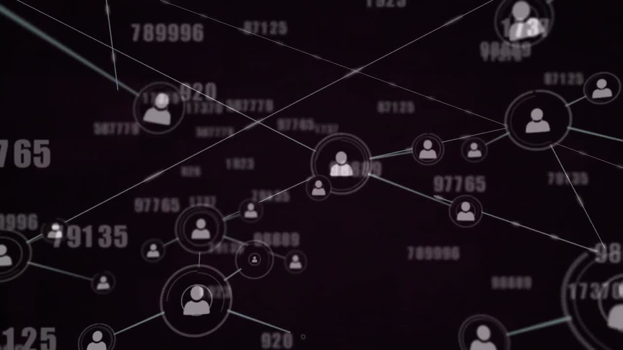múltiples números cambiando contra la red de conexiones en fondo negro