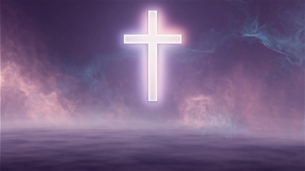 Croce Cristiana Luce Celestiale Sfondo per il Culto.