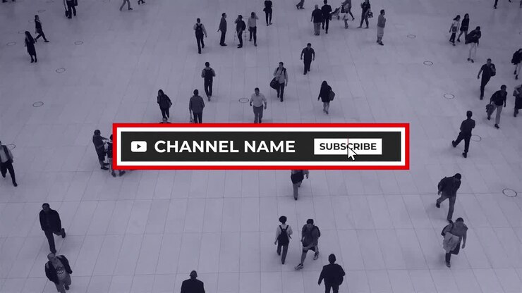 Pulsante di iscrizione animato per YouTube con icone a forma di campanella e "Mi piace"