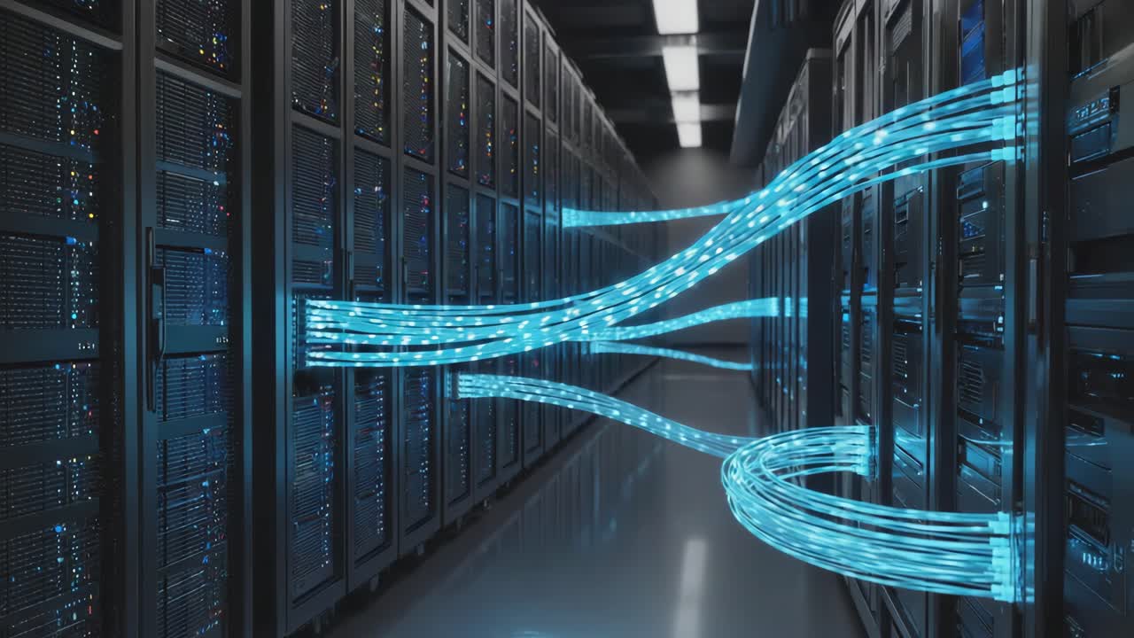 Server Room with Data Cables