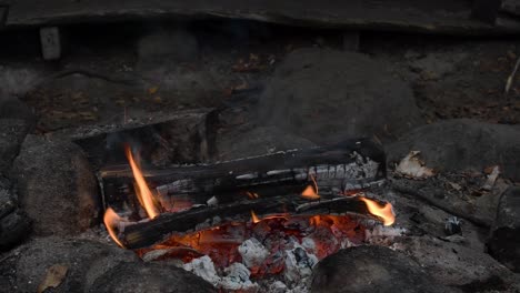 open bonfire on hiking area fire pit