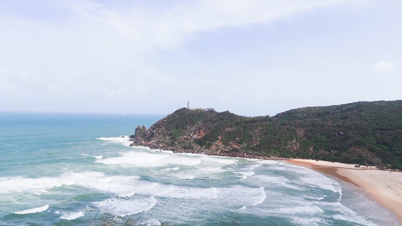 Aerial View Truck of the Beach, the Sea of Phú Yên.