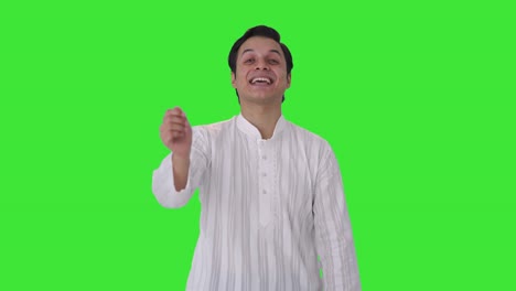 happy indian man laughing on someone green screen