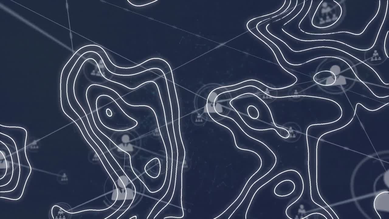 아이콘과 연결의 네트워크를 통해  ⁇  선의 애니메이션