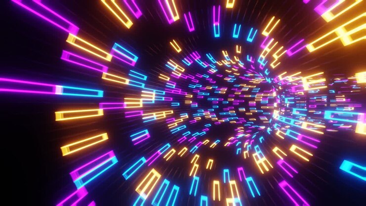 4k 3D animation. Flight in abstract sci-fi tunnel seamless loop. Futuristic motion graphics, high tech background
