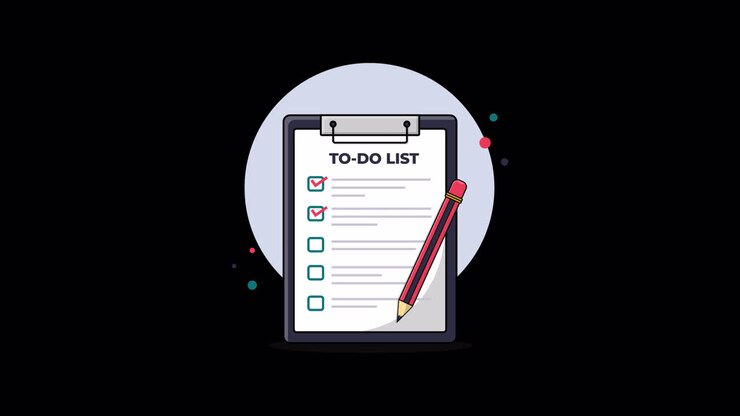 Animated Illustration of a To-Do List with a Pencil Checking Off Tasks