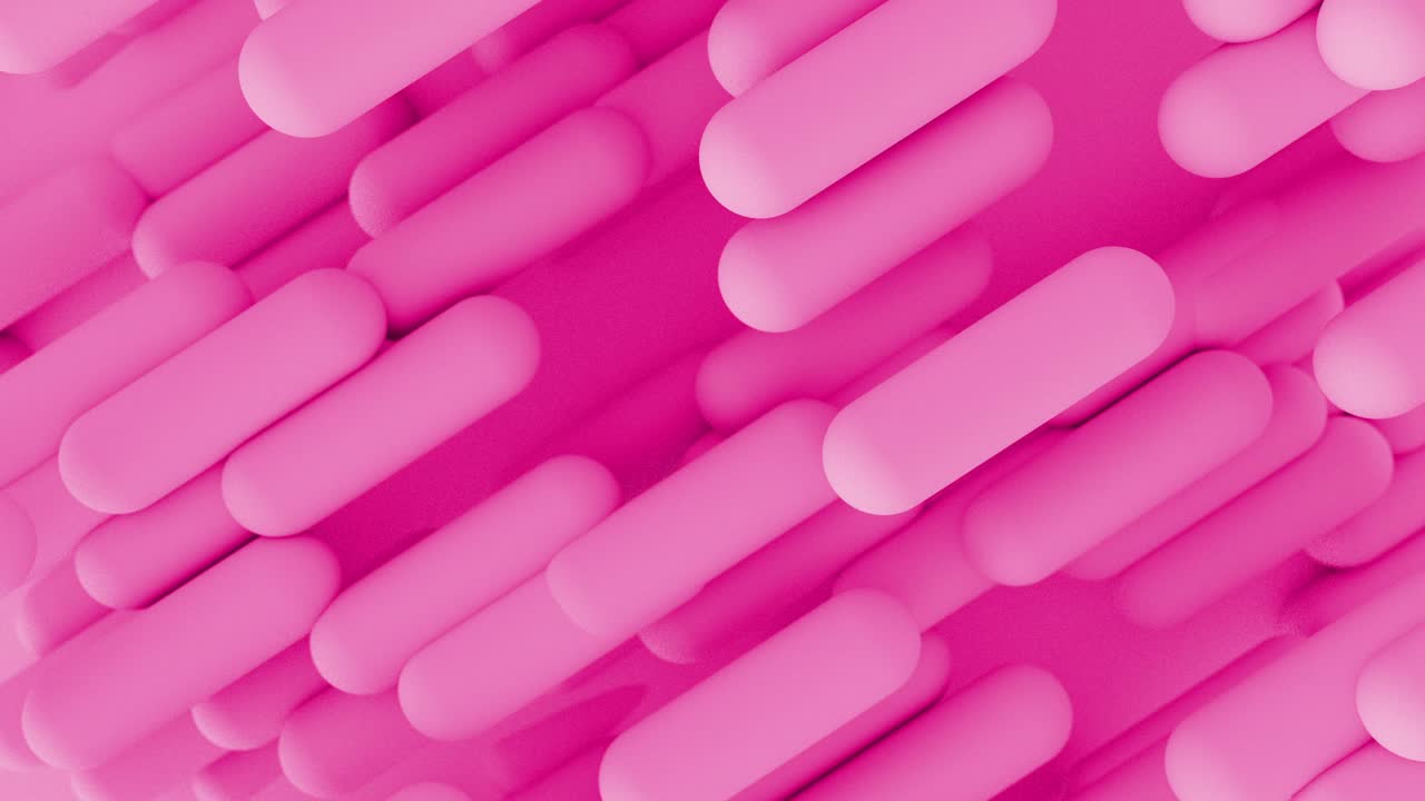 3D abstract set of different colors shapes cylinder background. 4K computer render loop animation footage.