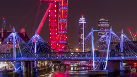 london eye and bridge at night