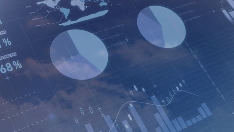 animation of digital data processing over blue background