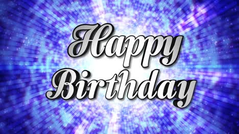 feliz cumpleaños texto de animación y fondo de baile de discoteca, zoom en rotación, con canal alfa, bucle, 4k