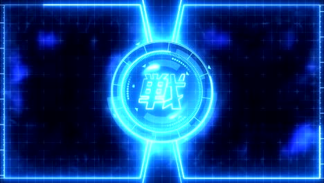 futuristic sports game loop animation. versus battle fight background. radar neon display. chinese character "fight". japanese letter element. game control.