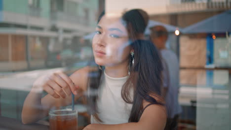 woman enjoying coffee in a cafe