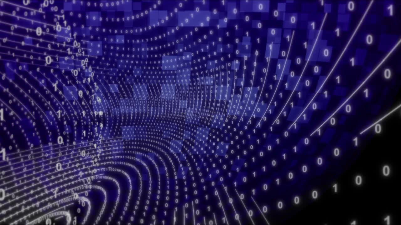 Neon Digital binary background with rotating Planet earth. Seamless loop 4k animation for network, digital event