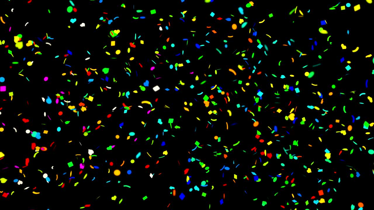 confeti colorido sobre un fondo negro