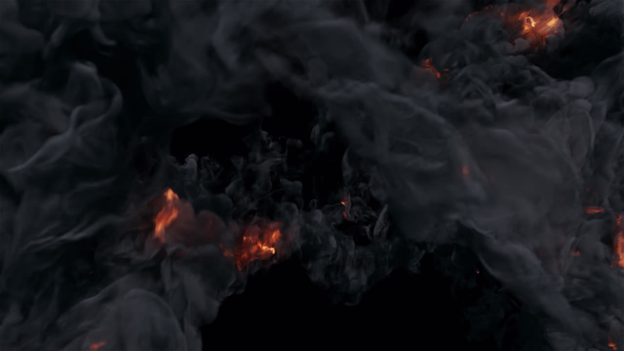 Fiery Burst of Smoke and Flames on Black Background