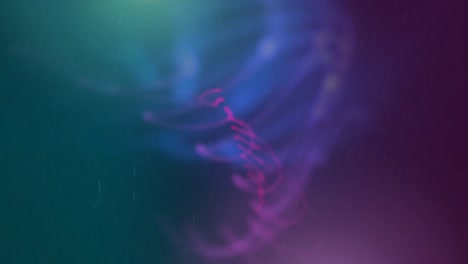 Animation-of-spots-of-light-and-light-trails-against-purple-gradient-background