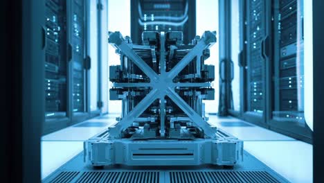 a futuristic data center: insight into advanced server technology and network infrastructure highlighting the sophistication of modern computing environments