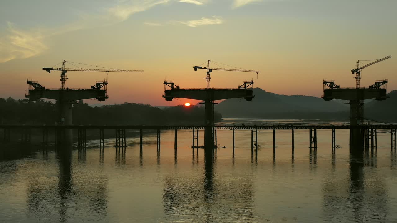 Bridge Construction at Sunset