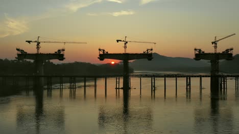 Bridge Construction at Sunset