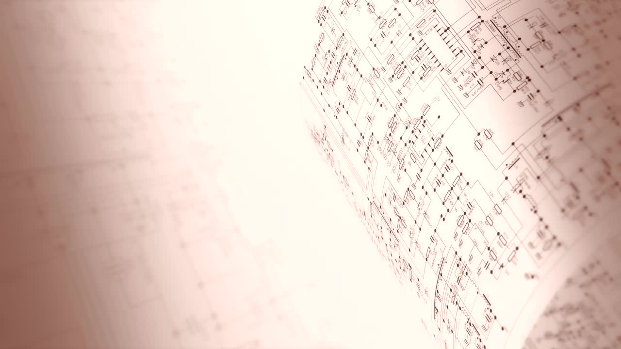 Elektronikprojektbaggrund i sepia. Sømløs loop. 4K