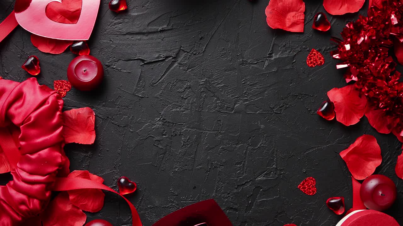 красные розы лепестки свечи аксессуары для свиданий подарки в коробке сердца блестки