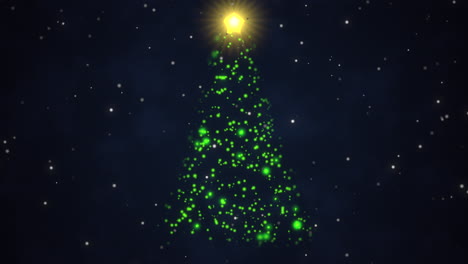 árbol de navidad de primer plano animado sobre fondo azul oscuro 4