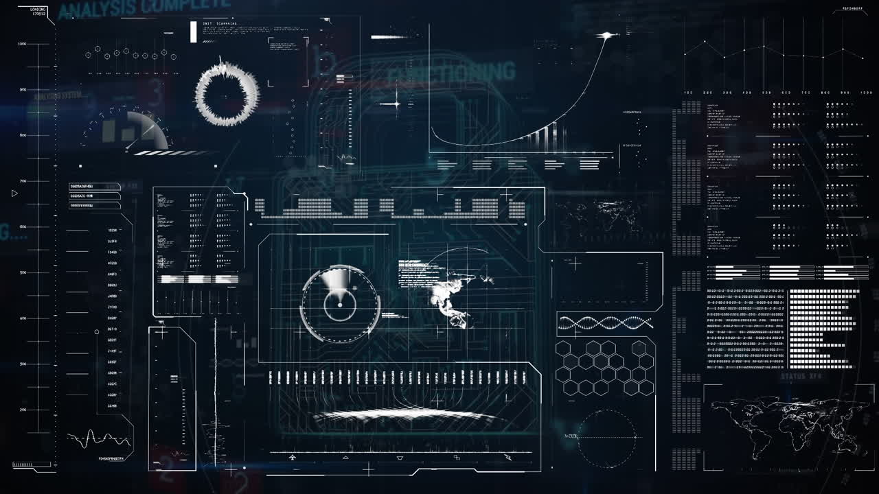 Animation of data processing and scope scanning on screen
