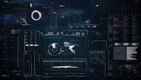 animación del procesamiento de datos y el escaneo del alcance en la pantalla