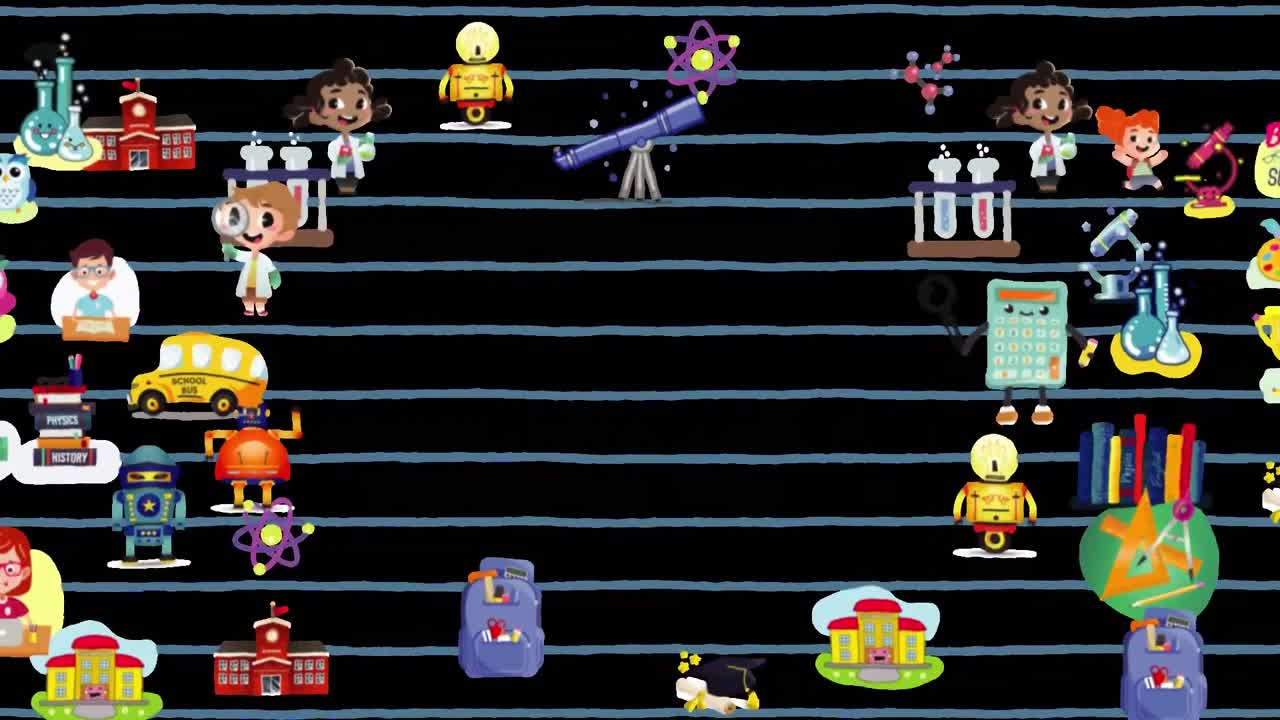 de cuatro artículos animados de regreso a la escuela