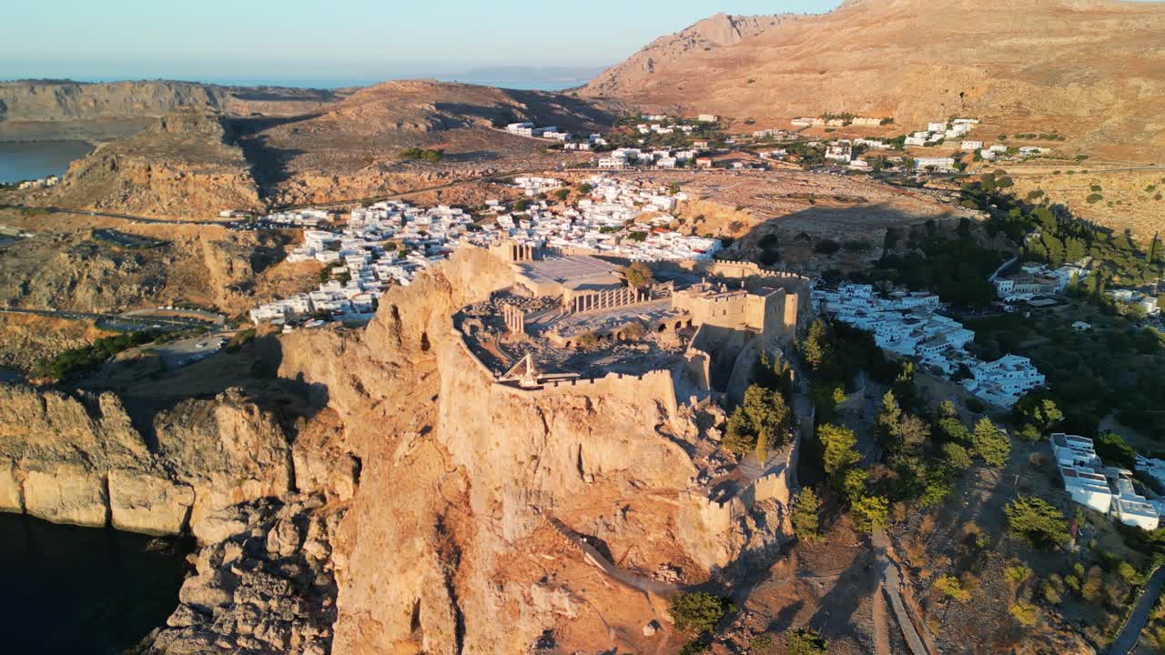 Aerial View of the Acropolis of Lindos, Rhodes, Greece