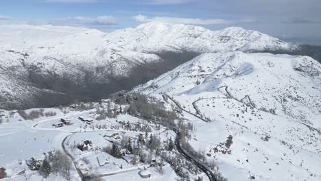 snow in valle nevado, farellones in the andes mountain range, country of chile