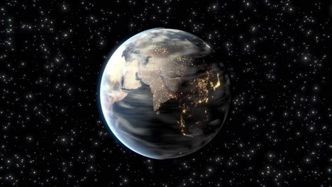 la tierra en el espacio con las luces de la ciudad