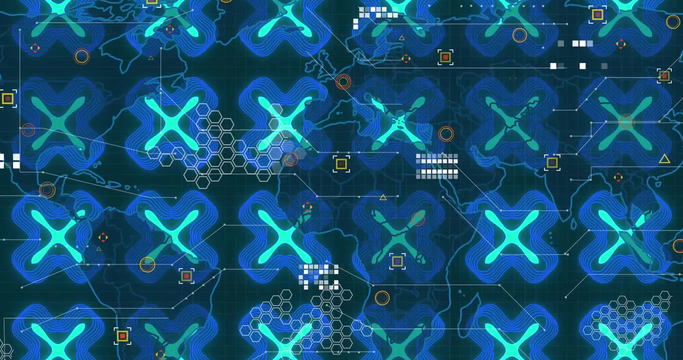 Animation of christmas decoration over night winter landscape