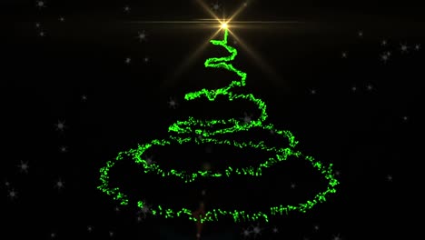 Star-drawing-shape-of-christmas-tree-on-black-background
