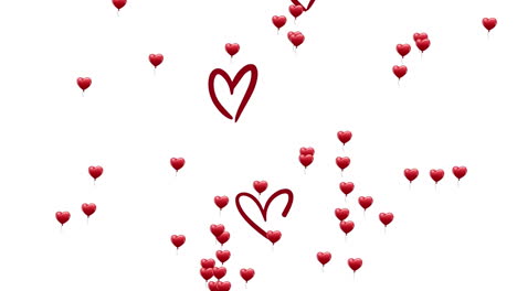 animación de corazones rojos que se mueven sobre un fondo blanco