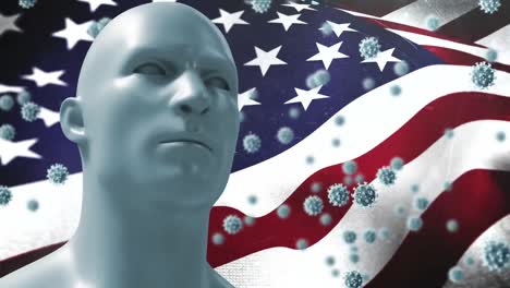 Covid-19-cells-and-human-head-model-against-US-flag-waving